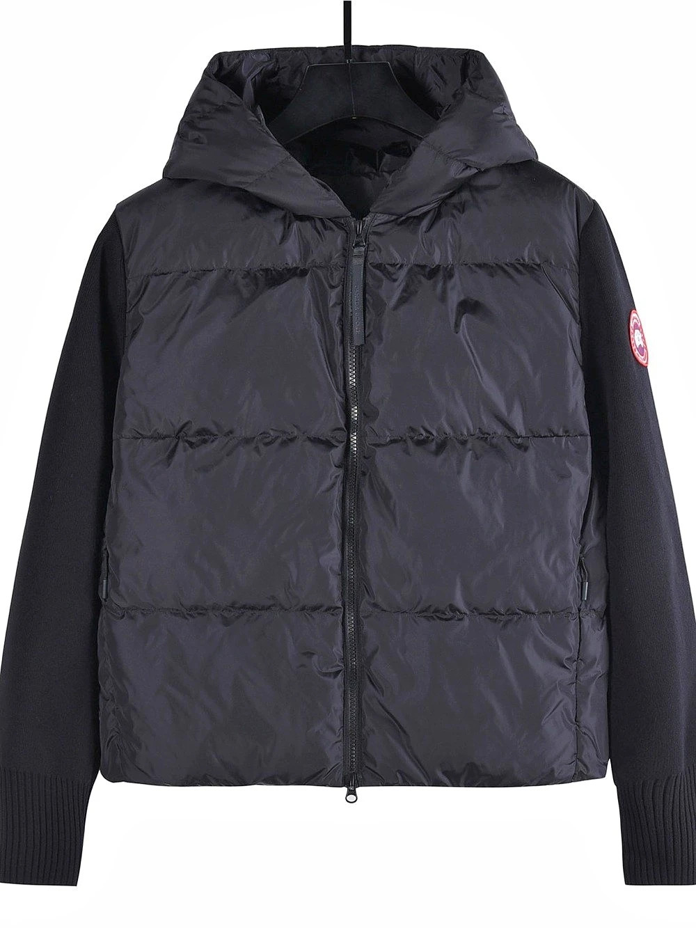 Canada Goose HyBridge Quilted Knit Hoodie Black Puffer Jacket Large
